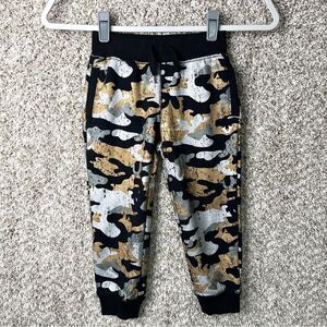 True Religion Pants Boys 4 Black/Gold/Gray Metallic Camo Jogger Sweatpants